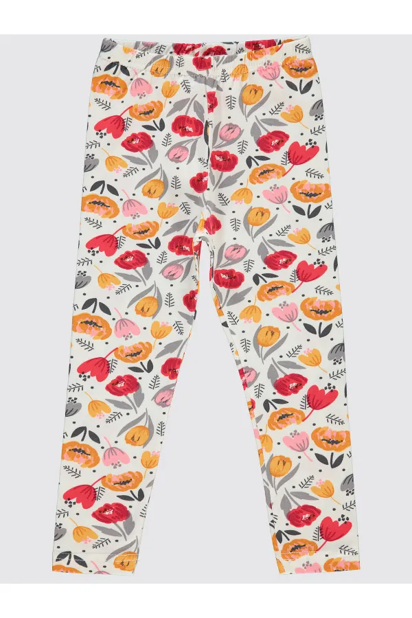 Kız Çocuk Tayt 6-9 Yaş Ekru - Paket