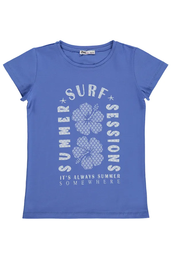 Kız Çocuk Tişört Km 10-13 Yaş Koyu Mavi - Paket