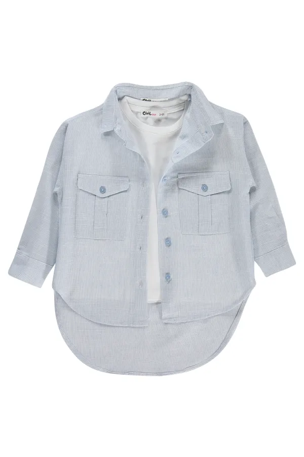 Girls' Shirt, Ages 2-5, Blue - Pack