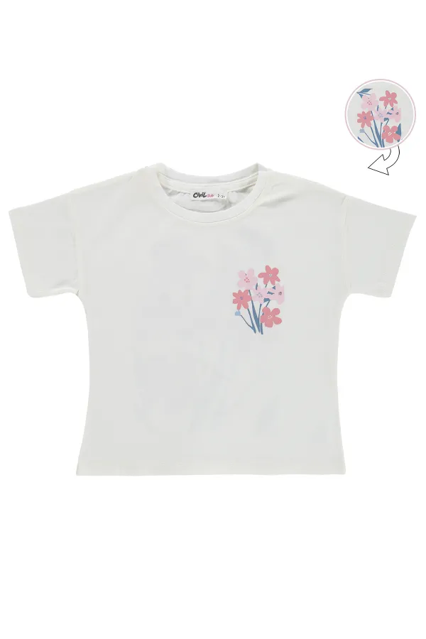 T-shirt fille, 2-5 ans, blanc cassé - Emballage