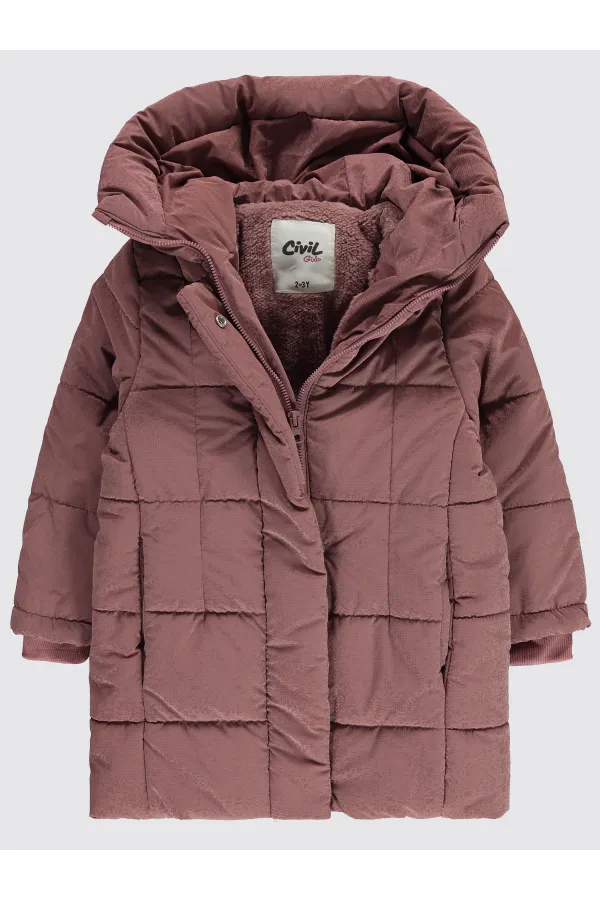 Kız Çocuk Mont 2-5 Yaş Pudra - Paket
