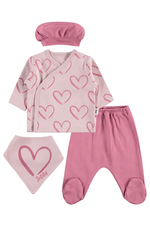 Bebek Zıbın Takımları 0-24 Ay Pastel Pembe - Paket