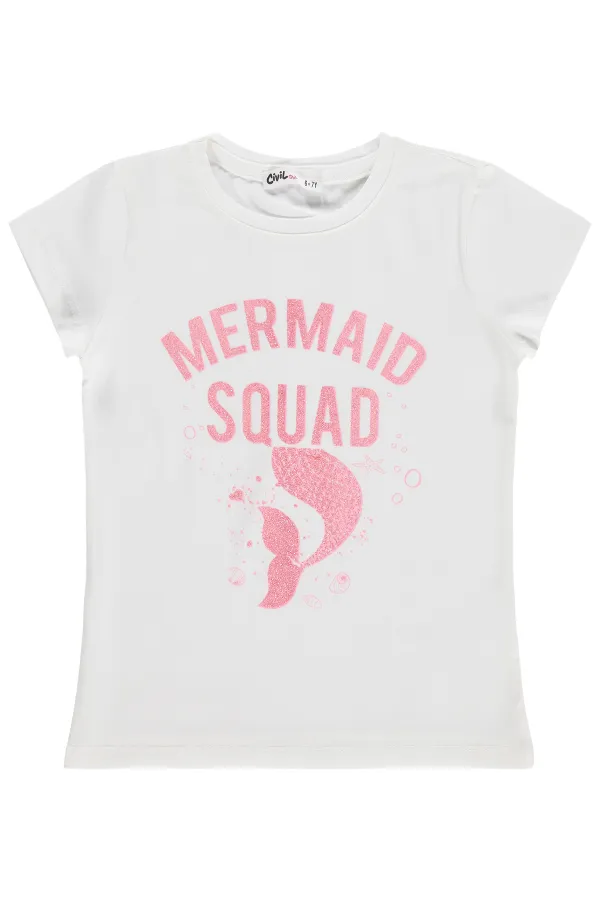 Kız Çocuk Tişört Km 6-9 Yaş Kırık Beyaz - Paket