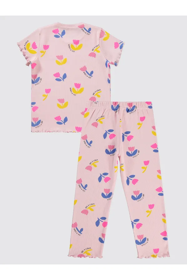 Kız Çocuk Pijama Takımı 6-9 Yaş Gül Pembe - Paket