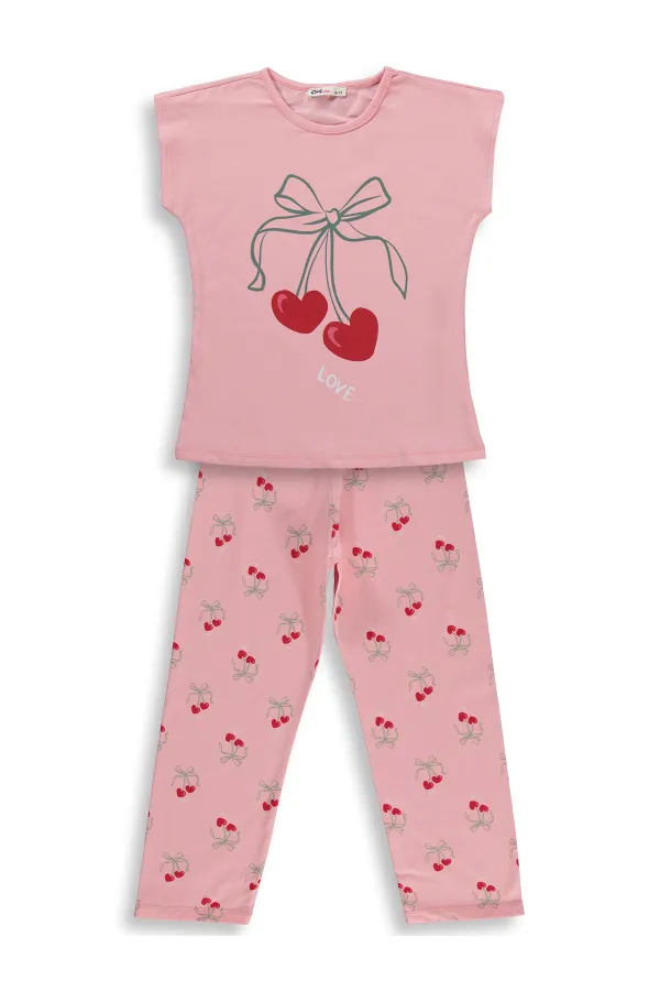 Ensemble pyjama fille, 6-9 ans, rose poudré - Lot