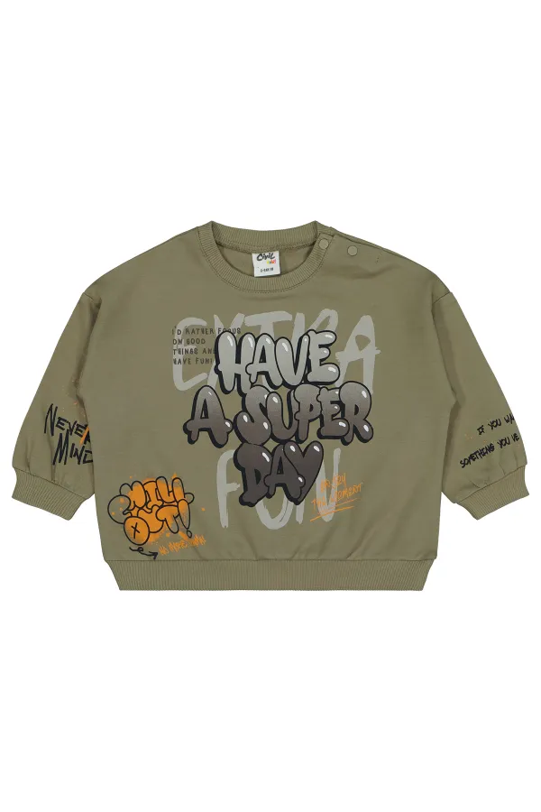 Bebek Sweatshirt 0-24 Ay Açık Asker Yeşili - Paket