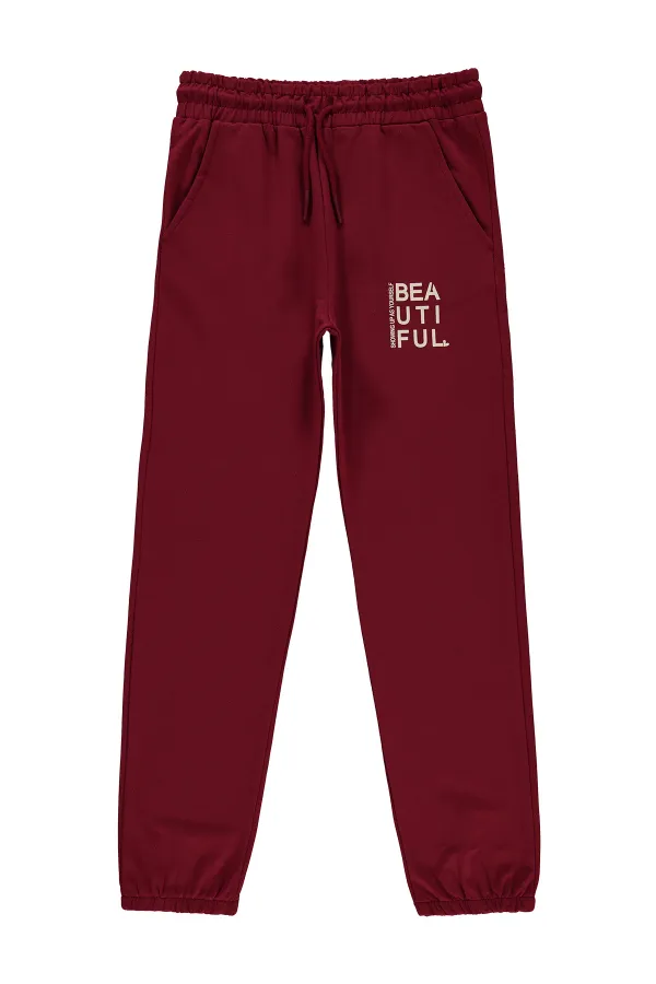 Girl's Tracksuit Bottoms 10-13 Years Dark Burgundy - Package