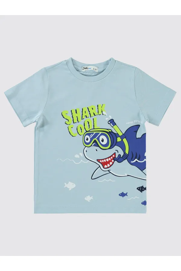 Erkek Çocuk Pijama Takımı 2-5 Yaş Buz Mavi - Paket