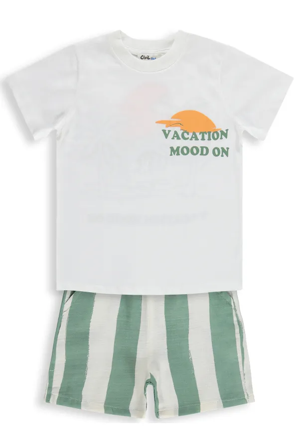 Erkek Çocuk Takım 2-5 Yaş Ekru-Haki - Paket