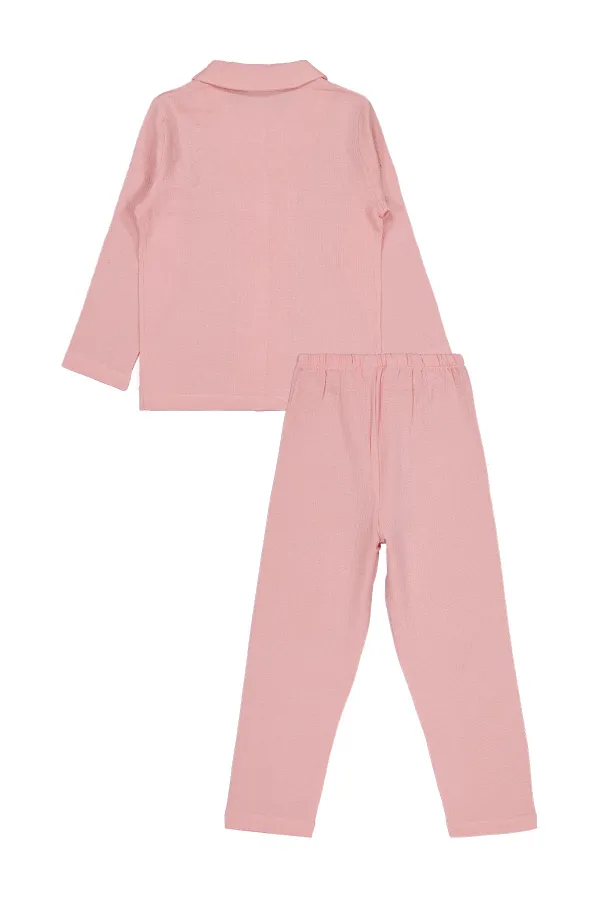 Kız Çocuk Pijama Takımı 6-9 Yaş Pudra - Paket