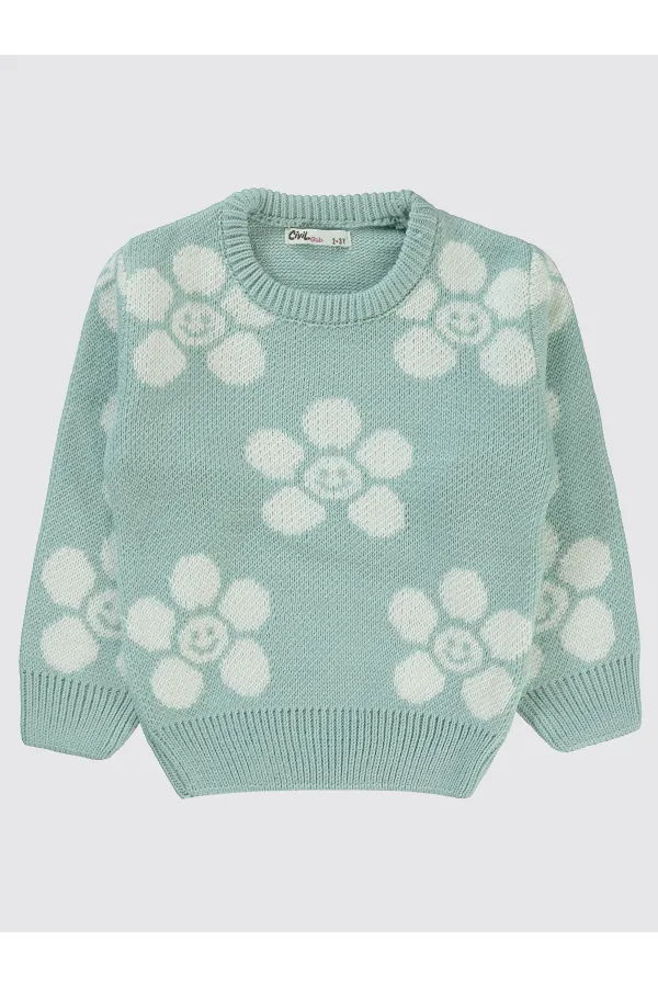 Kız Çocuk Kazak 2-5 Yaş Çağla Yeşili - Paket