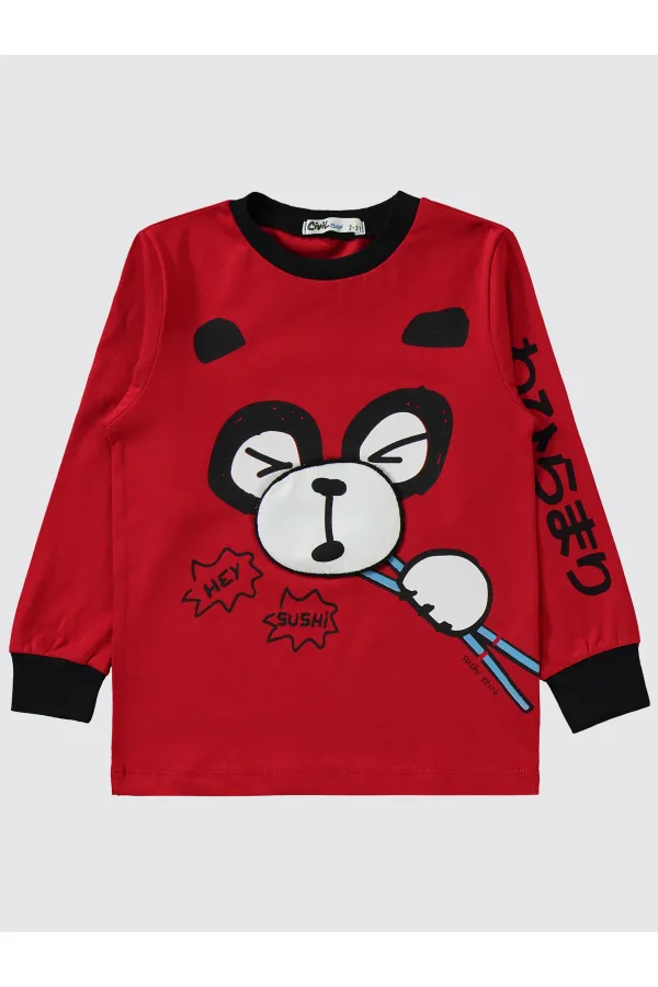 Erkek Çocuk Pijama Takımı 2-5 Yaş Kırmızı - Paket