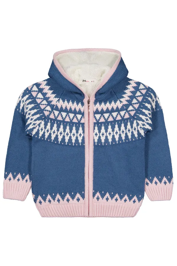 Kız Çocuk Hırka 6-9 Yaş Petrol - Paket