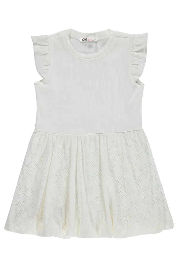 Kız Çocuk Jile ve Elbise 6-9 Yaş Kırık Beyaz - Paket