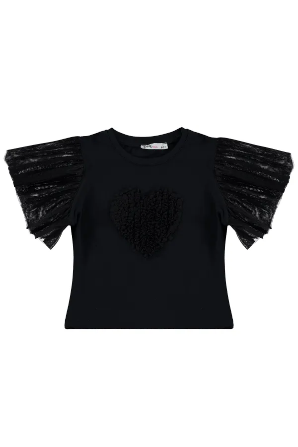 Lot de t-shirts noirs pour filles, 6-9 ans