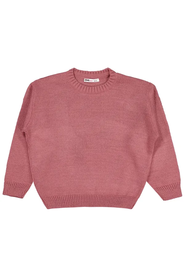 Kız Çocuk Kazak 6-9 Yaş Gül Kurusu - Paket