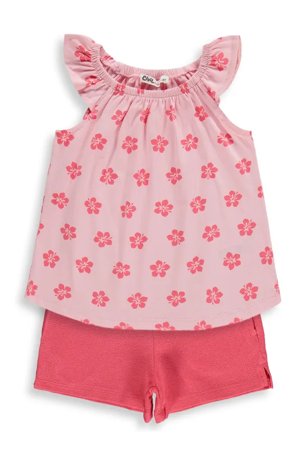 Ensemble pour fille de 2 à 5 ans, rose et grenade - Emballage