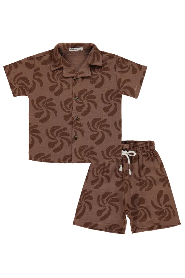 Erkek Çocuk Takım 2-5 Yaş Kahve - Paket