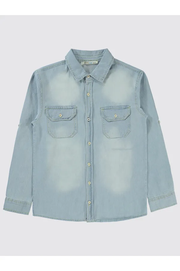 Chemise garçon 10-13 ans bleu clair - Emballage