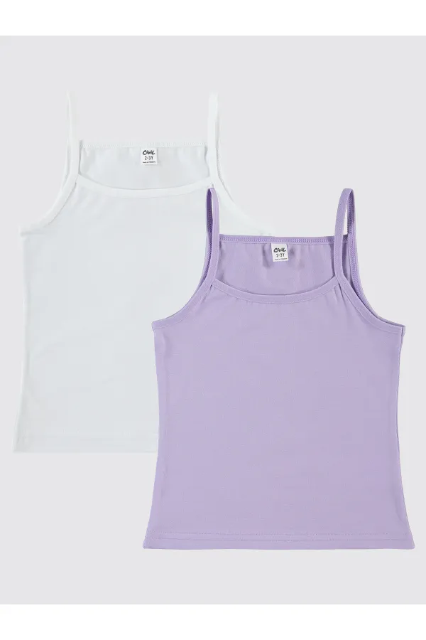 Débardeur fille 2-9 ans Blanc-Lilas - Emballage