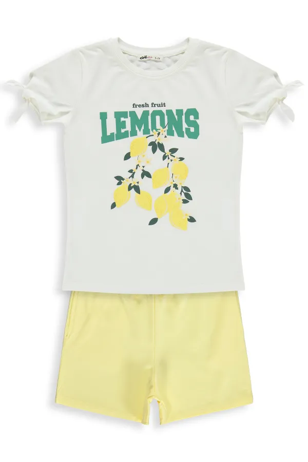 Kız Çocuk Takım 6-9 Yaş Kırık Beyaz-Sarı - Paket