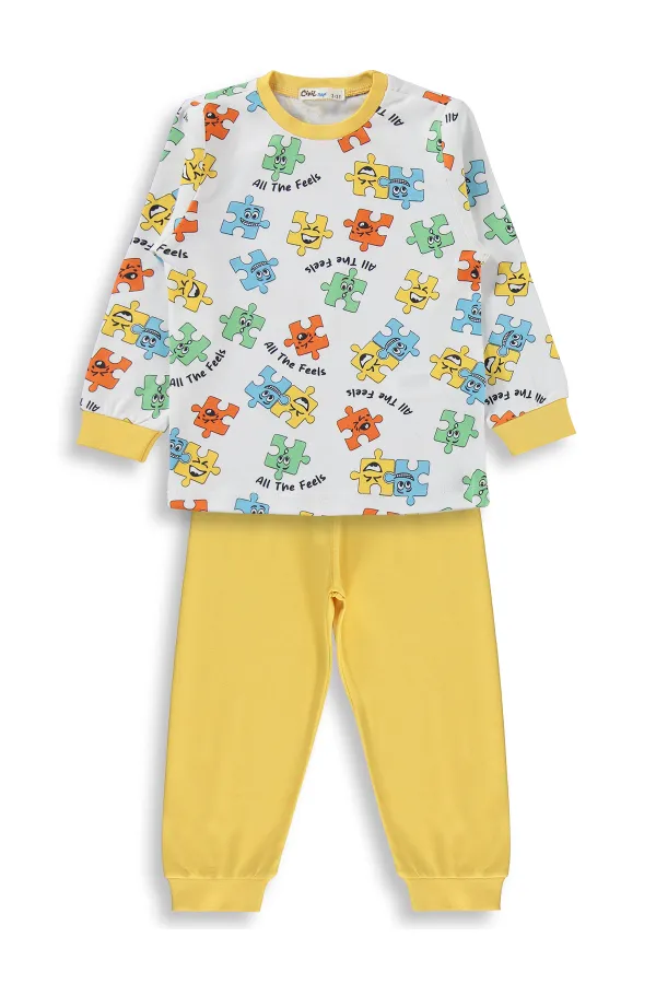 Erkek Çocuk Pijama Takımı 2-5 Yaş Sarı - Paket