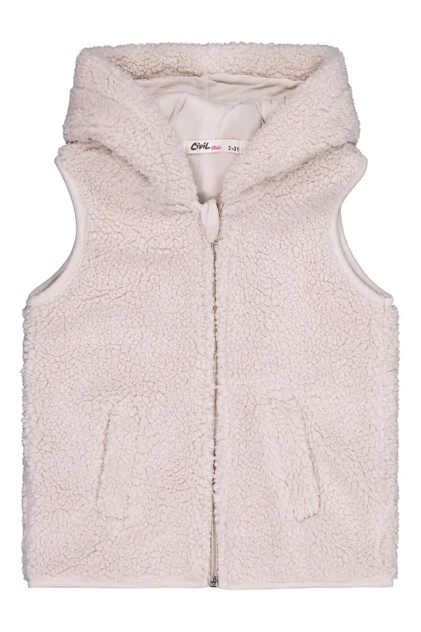 Kız Çocuk Yelek 2-5 Yaş Taş Rengi - Paket