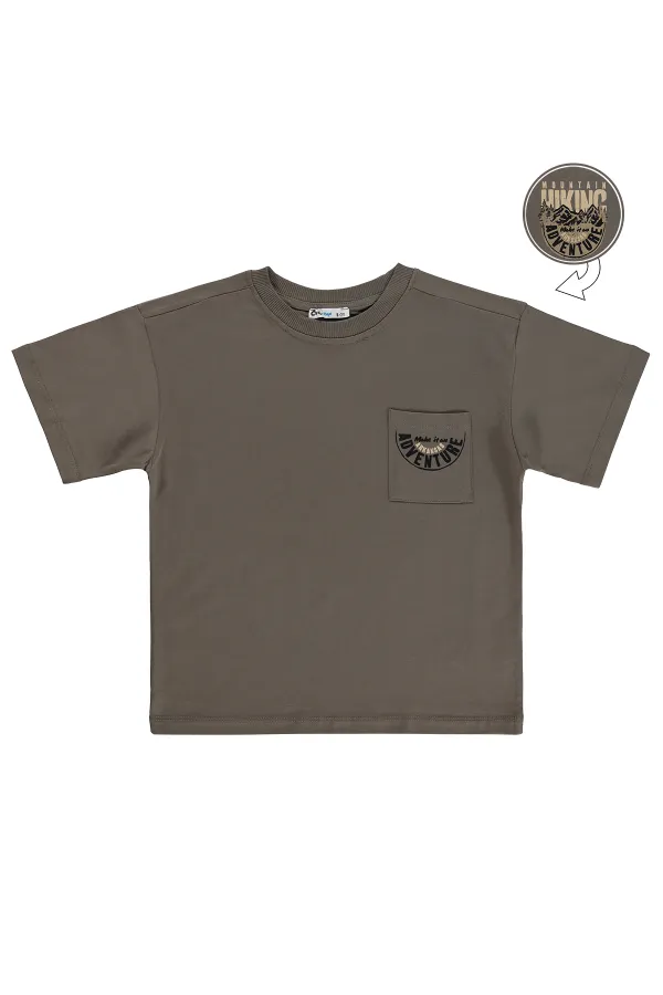 T-shirt garçon, 10-13 ans, marron foncé - Lot