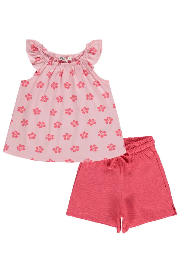 Ensemble pour fille de 2 à 5 ans, rose et grenade - Emballage