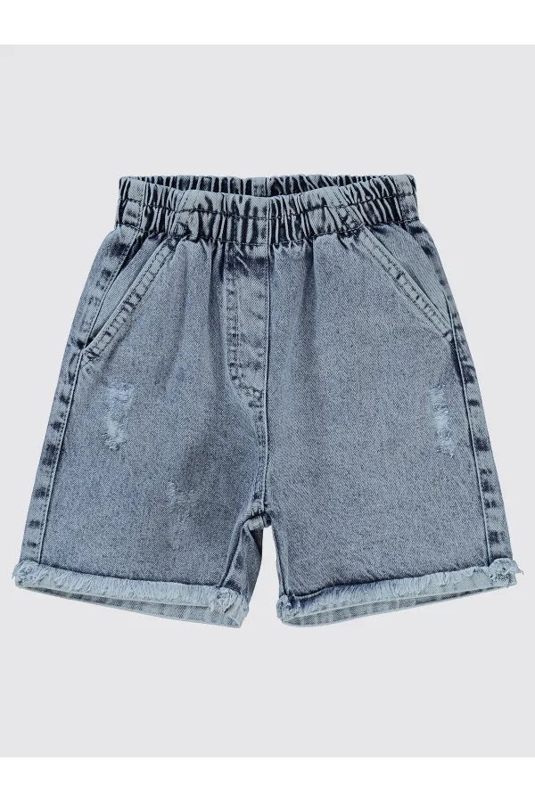 Kız Çocuk Şort 6-9 Yaş Mavi - Paket