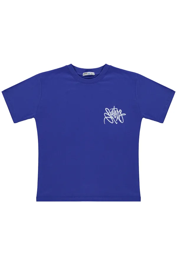 T-shirt garçon, 10-13 ans, bleu marine - Lot