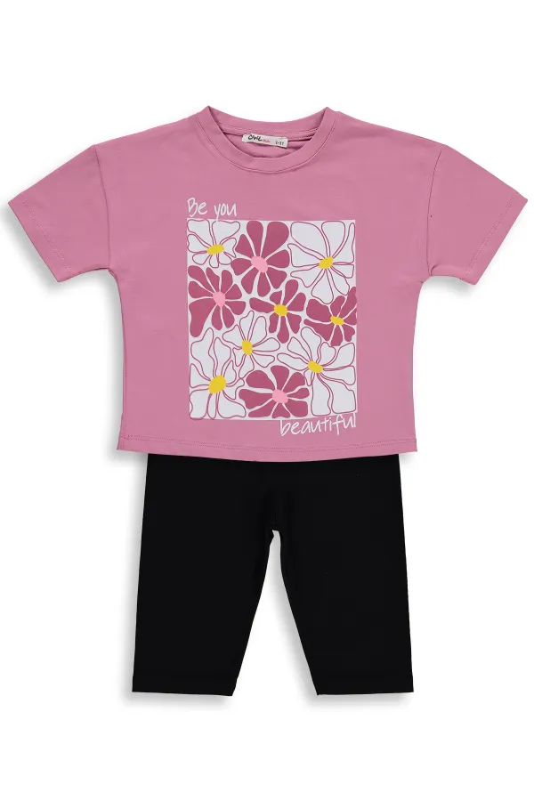 Kız Çocuk Takım 2-5 Yaş Soft Pembe-Siyah - Paket