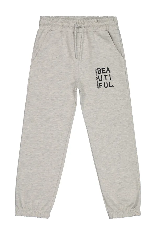 Girl's Tracksuit Bottoms 6-9 Years Old Ecru Melanj - Package