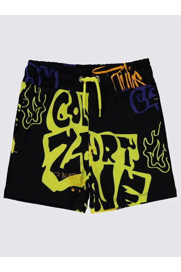 Erkek Çocuk Şort 6-9 Yaş Siyah - Paket