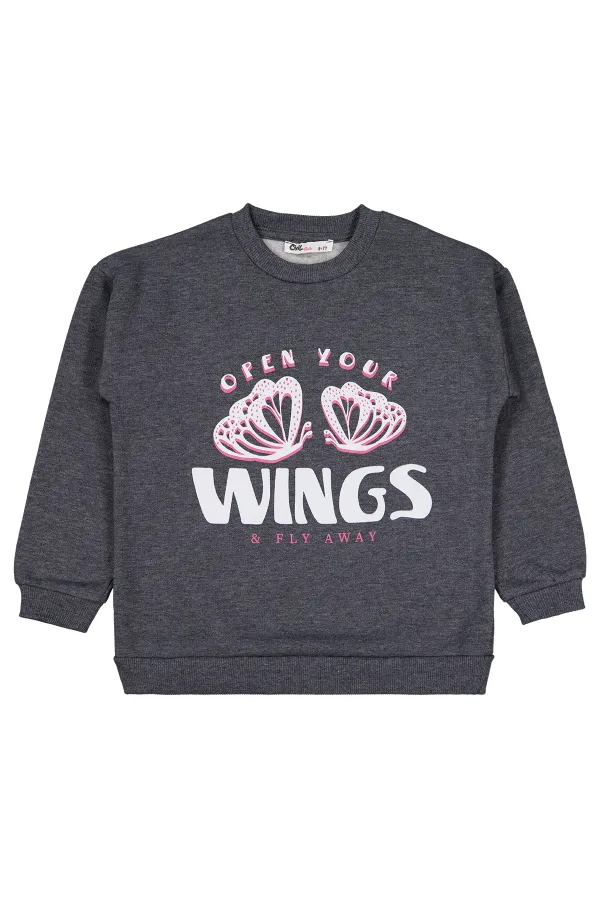 Sweat-shirt fille anthracite 6-9 ans - Emballage