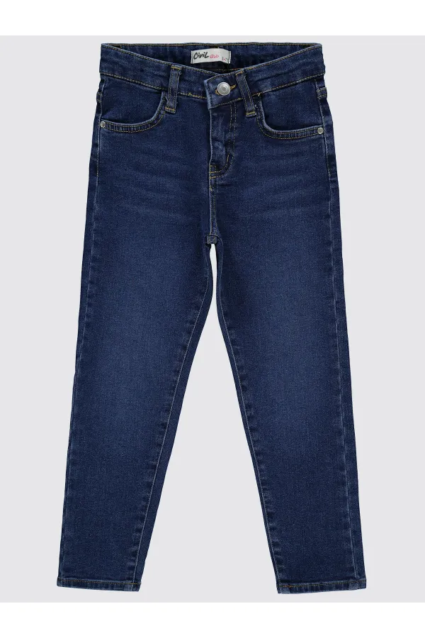 Pantalon bleu foncé pour fille de 10 à 13 ans - Emballage