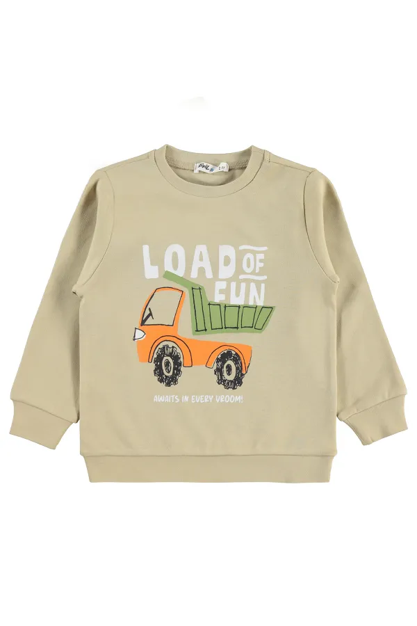 Erkek Çocuk Sweatshirt Km 2-5 Yaş Bej - Paket