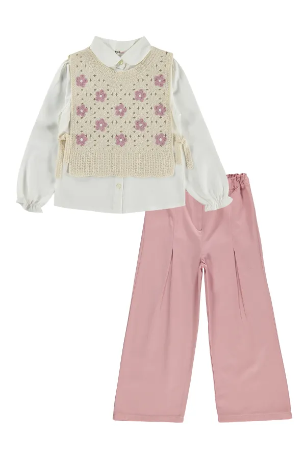 Kız Çocuk Takım 6-9 Yaş Ekru - Paket