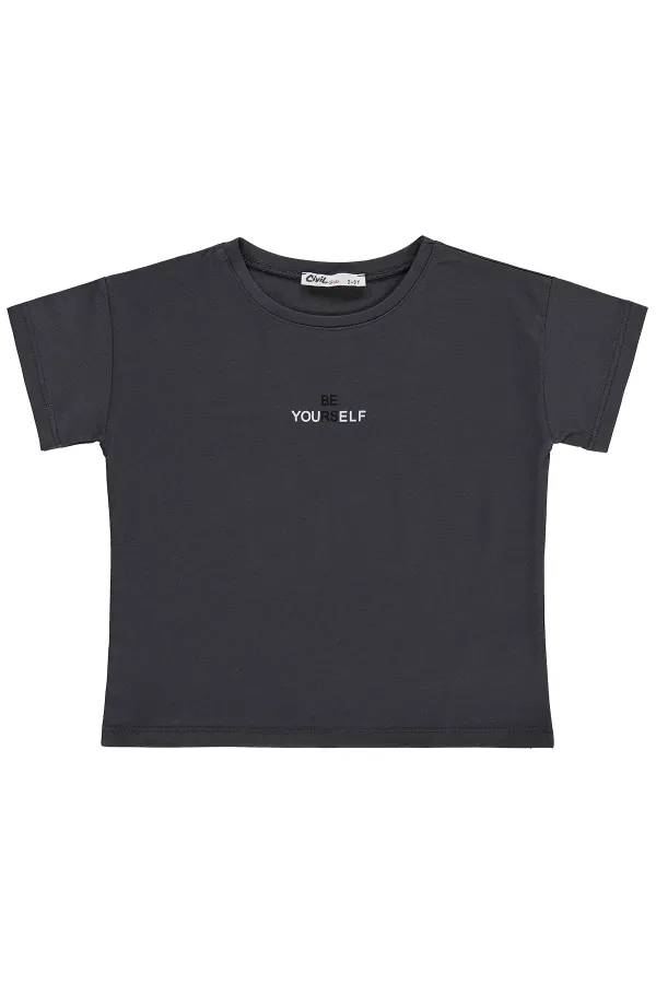 Kız Çocuk Tişört 2-5 Yaş Antrasit - Paket