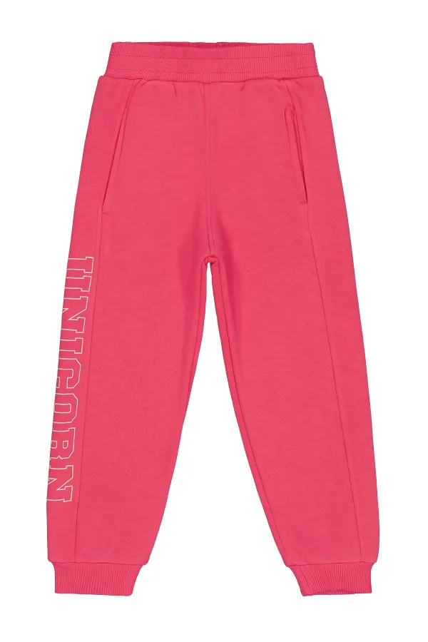 Girl's Tracksuit Bottoms 2-5 Years Old Dark Pink - Pack