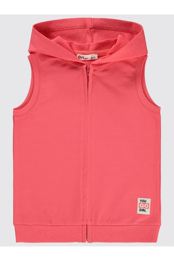 Kız Çocuk Yelek 6-9 Yaş Günbatımı Mercanı - Paket