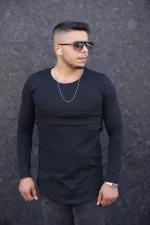 T-shirt noir à manches longues pour homme, nouvelle collection