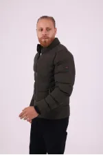 Doudoune zippée sans capuche kaki pour homme - FN20120