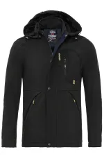Fur-lined, waterproof and windproof black softshell winter coat for men.