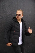 New Season Men's Black Hooded Plain Jacket