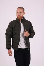 Doudoune zippée sans capuche kaki pour homme - FN20120