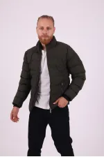 Doudoune zippée sans capuche kaki pour homme - FN20120