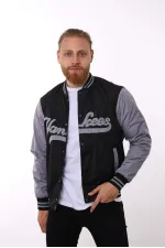 Siyah Yankees Baskılı Ceket F01000