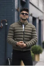 Veste homme en nubuck suédé kaki à col montant - FN20550