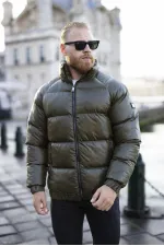 Manteau d'hiver kaki pour homme à col montant - FN10170